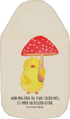 Produktbild von Mr. & Mrs. Panda Wärmekissen Küken Fliegenpilz - Weiß - Geschenk, Ostergrüße, Glückspilz, Bettflasche, Wärmflasche, naturkautschuk, Ostern, wärmebeutel, Frohe, mit Bezug