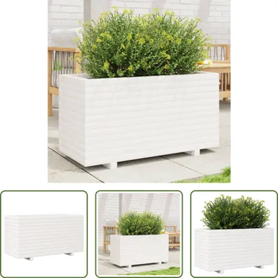 Produktbild von The Living Store Pflanzkübel Weiß 90x40x49,5 cm Massivholz Kiefer