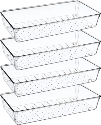 Produktbild von Set mit 4 Schubladenorganisatoren für Bad/Küche, 30 cm, transparent, für Make-up/Büro.