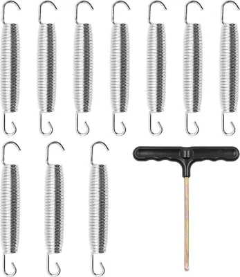 Produktbild von Set von 10 Stück 14,7 cm robuste Trampolinfedern mit gratis T-Haken - Rostbeständig und einfach zu installieren - Perfekte Ersatzteile für den Außenbereich