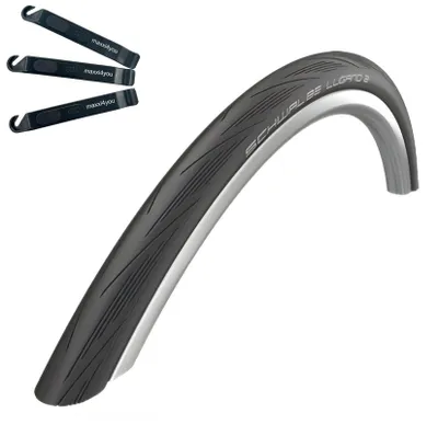 Produktbild von 1 x Schwalbe Lugano 2 28" Rennradreifen in Schwarz 25-622 (700 x 25C) inkl. maxxi4you Reifenheber