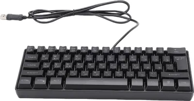 Zdjęcie produktu dla Rosyjska mechaniczna klawiatura do gier, 61 klawiszy, kompaktowa, RGB, przewodowa, angielska, do pracy, podróży służbowych, czarna
