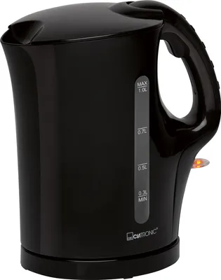 Produktbild von Clatronic Wasserkocher, Kettle, Wasserkocher 1 Liter, Camping Wasserkocher, Wasserkocher schwarz, mit Edelstahlheizelement, Kalkfilter (herausnehmbar), kabellos, 900 Watt, WK 3462