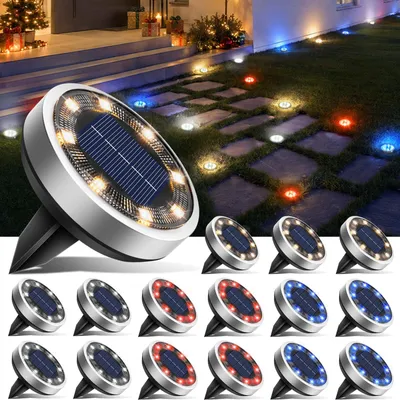 16 Solarleuchten, 8 LEDs, wasserdicht, Garten, Rasen, Einfahrt