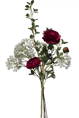 Produktbild von 2474U Kunstblumenstrauß rot weiß, Künstliches Blumen-Bouquet 50 cm "ELKE"