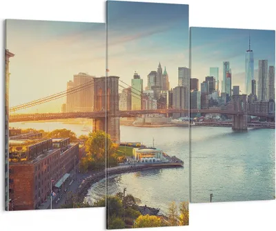 Produktbild von Bild auf Leinwand - Leinwandbild - New York Brücke - 130x100cm - Wand Bild - Wanddeko - Wandbilder - Leinwanddruck - Bilder - Kunstdruck - Wanddekoration - Leinwand bilder - Wandkunst - CB130x100-4047
