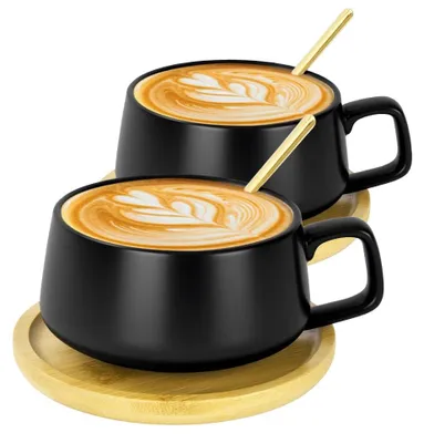 Image de Omgoods - Ensemble de tasses à cappuccino avec soucoupe, en porcelaine