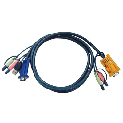 Produktbild von ATEN USB-KVM-Kabel mit 3-in-1-SPHD und Audio, 1,8 m, 1,8 m, VGA, Schwarz, HDB-15, USB A, 2 x 3.5mm, SPHD-15, 2 x 3.5mm, Männlich