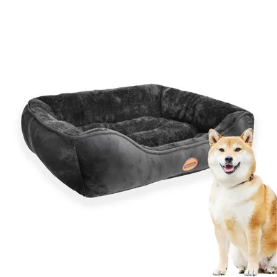 Produktbild von Hundebett Waschbar, Hundekorb Flauschig, rutschfest Hundebetten, Plüsch Hundesofa, Schwarz,77x67cm
