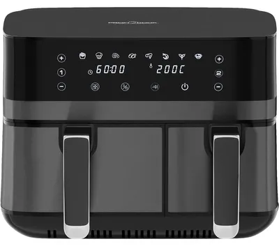 Heißluftfritteuse 9 L, Doppelkammer, 2700 W, 2 Fächer, 8 Programme