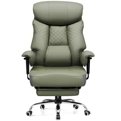 Obrázek produktu pro Herní židle COMHOMA pro vysoké a těžké osoby, ergonomická kancelářská židle do 180 kg, 3D sedák, nastavitelná s podnožkou,Polyuretankůže, zelená barva