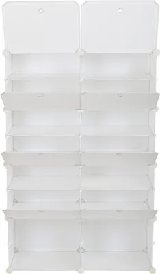 Produktbild von 7-Tier Portable 28 Pair Schuhregal Schuhschrank Organizer 14 Grids Tower Shelf Storage Cabinet Stand Expandable for Heels, Boots, Slippers, White