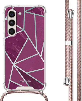 Productafbeelding van imoshion Design hoesje met koord voor de Samsung Galaxy S23 - Bordeaux Graphic