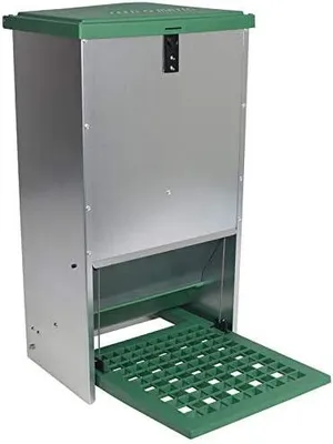 Produktbild von Automatischer Futtertrog Feedomatic 20kg, Geflügelfutterautomat für Hühner, Gänse, Enten