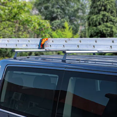 Produktbild von 2x Dachträger + Leiterhalter Set für VW T5 Transporter Caravelle 2003-2015 Grau