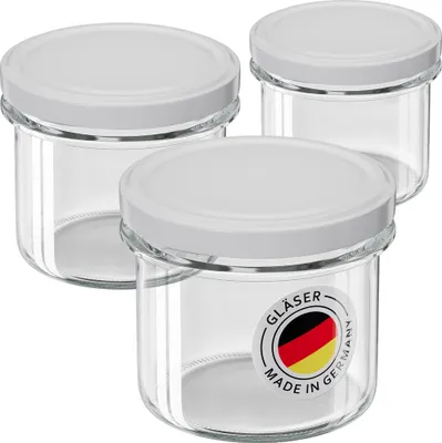 Produktbild von WELLGRO 100x Einmachgläser mit Schraubdeckel weiß - 235ml