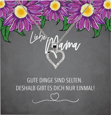 Produktbild von 22Feels Echt Silber Halskette - Liebe Mama Geschenk Geburtstag Muttertag Mutter Schmuck Set für Frauen - Herz Anhänger, Karte