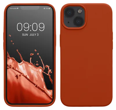 Obrázek produktu pro kwmobile Pouzdro na mobilní telefon pro iPhone 13 Case, pro iPhone 13 Case - Silikonové pouzdro - Bezdrátové nabíjení - rezavě oranžové