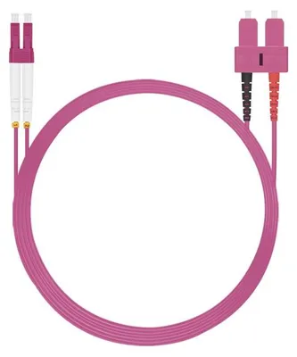 Produktbild von helos LWL Patchkabel LC/SC Duplex 50/125µm OM4 erikaviolett 10,0m