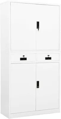 Produktbild von Büroschrank Aktenschrank Metallschrank Stahlschrank Lagerschrank Aufbewahrungsschrank Schrank 90 x 40 x 180 cm (B x T x H) Mit 3 verstellbaren Regalböden Stahl Weiß