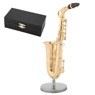 Produktbild von Miniatur -Saxophon, Altaxophon -Replik, Messinginstrumentenmodell, kleine Ornamente, Bücherregal für Schreibtisch