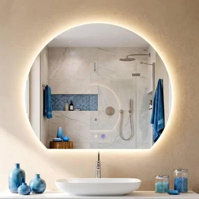Produktbild von LED-Badezimmerspiegel Baloni mit Antibeschlag | Farbe: klar/Glas | Abmessungen: 70x3x60 cm
