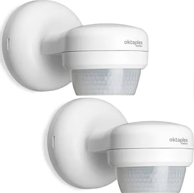 Produktbild von 2er Set Oktaplex Bewegungsmelder Außen schwenkbar 360 Grad Bewegungssensor IP65 weiß
