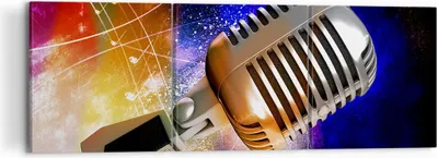 Produktbild von Bild auf Leinwand - Leinwandbild - Mikrofon Musik Sänger - 120x40cm - Wand Bild - Wanddeko - Leinwanddruck - Bilder - Kunstdruck - Wanddekoration - Leinwand bilder - Wandkunst - CA120x40-0450