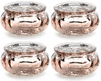 Image de Verres à bougie à chauffe-plat 6x3cm or rose, set de 4