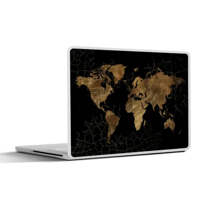 Produktbild von MuchoWow® Laptop Aufkleber Sticker Cover Weltkarte - Marmor - Gold 31x22.5 cm - Laptop-Deko