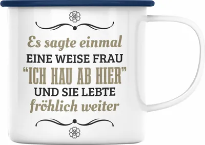 Produktbild von Trendation - Jobwechsel Emaille Tasse Geschenk Kollegin Kollege Lustig Abschiedsgeschenk Sprüche - Ich Hau Ab Hier (Blau)