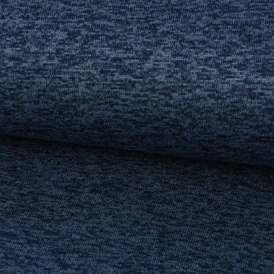 Produktbild von Sweatstoff Meterware Stricksweat dunkelblau blau meliert 1,55m