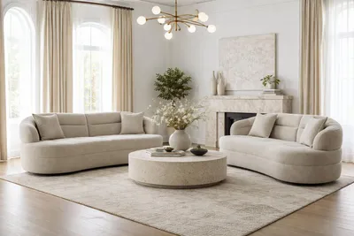 Zdjęcie produktu dla Sofa dwuosobowe, nowoczesny styl, kolor beżowy, nowe, miękkie, wygodne, idealne do salonu