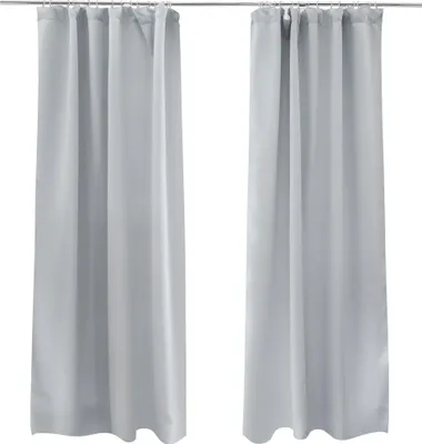 Produktbild von Victoria M. AURORA Vorhang mit Kräuselband, verdunkelnd, 140 x 245 cm, silber-weiß, 2 Stück verdunkelnd, blickdicht, Thermo‑ & Schallschutz, hochwertige Polyester Gardine