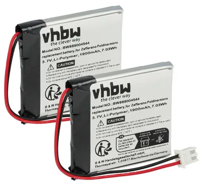 Produktbild von vhbw 2x Akku kompatibel mit Zafferano POLDINA MICRO, LD0490F3 Tischlampe, Nachttischlampe (1900 mAh, 3,7 V, Li-Polymer)