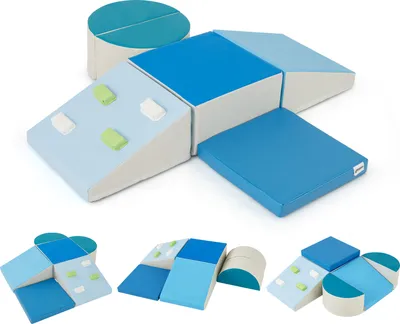 Produktbild von GOPLUS 6 Schaumstoff-Bauklötze für Kinder, Lernspielzeug-Set für 1+ Jahre, Bewegungsparcours für Babys in verschiedenen Formen & Farben, Bildungs-Spielzeug zum Krabbeln/Klettern