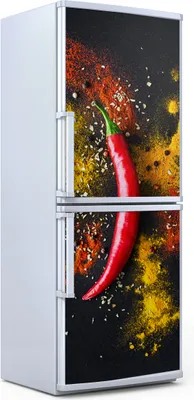 Produktbild von Kühlschrankdekoration  60x180 cm  Aufkleber auf dem Kühlschrank - Paprika Gemüse