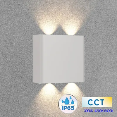 Produktbild von 4w LED Wandleuchte Fassadenleuchte Außenbereich in Weiß Eckig |CCT|360 Lumen