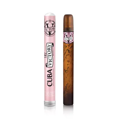 A perfume bottle designed to look like a cigar, next to its packaging.