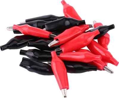 Produktbild von 20 Stück 35 mm Metall-Krokodilklemmen-Krokodil-Elektroklemme zum Testen von Sondenmessgeräten, Schwarz und Rot