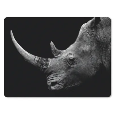 Produktbild von MuchoWow® Mauspad Mousepad Nashorn - Tiere - Schwarz - Weiß - Porträt 40x30 cm - Mousepads - Maus Mat - Pad - Mausunterlage - Anti Rutsch