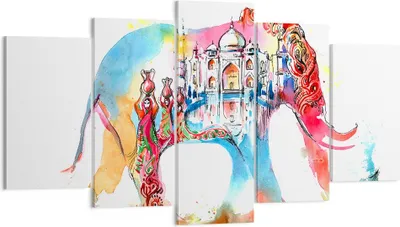 Produktbild von Bild auf Leinwand - Leinwandbild - Elefant Indien ethnisch Kultur - 160x85cm - Wand Bild - Wanddeko - Leinwanddruck - Bilder - Kunstdruck - Wanddekoration - Leinwand bilder - Wandkunst - EA160x85-3037