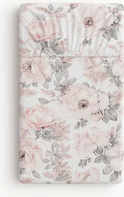 Image de Drap housse en coton pour lit bébé 120x60 cm - Sépia-Roses