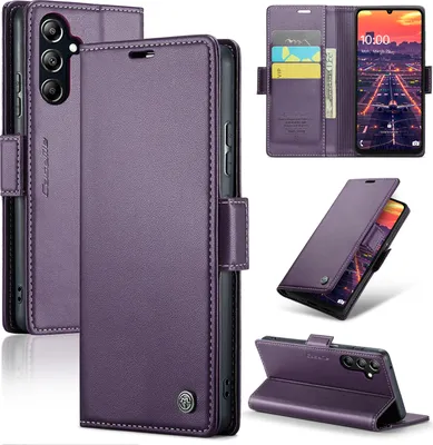 Image de Etui pour Samsung Galaxy A16, carte de blocage RFID, étui en cuir avec fonction Stand Violet