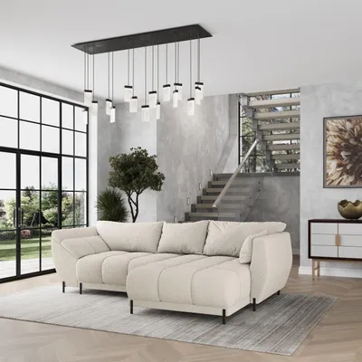 Produktbild von Masseno Ecksofa VESTANO R-S mit Schlaffunktion L-Form, Sofa mit Bettkasten, Wohnzimmersofa, Couch, Soffa, Bettsofa, Couchgarnitur- Creme, QUELLE 02