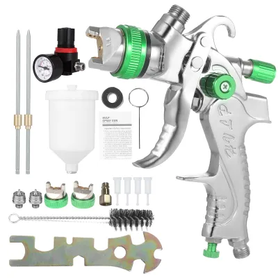 Produktbild von Schwerkraft-Luftspritzmaschine, Manometer, HVLP-Farbspritzgerät mit 600-ml-Becher, 1,4 mm, 1,7 mm, 2,0 mm Düse zum Lackieren von Automöbelwänden