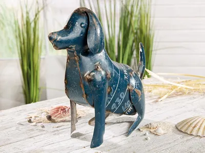 Produktbild von GILDE Figur, Hund, Dackelmotiv, Eisen, blau, , L. 11 cm, B. 28 cm, H. 27 cm 51793