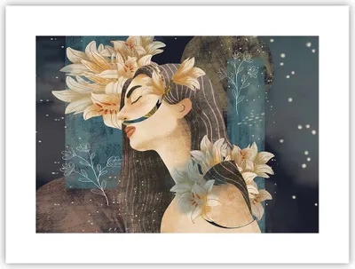 Produktbild von Poster - Poster ohne Rahmen - Surreal Frau Blumen - 40x30 cm - Wand Bild - Wanddeko - Wandbilder - Kunstposter - Wandposter - Bilder - Kunstdruck - Wanddekoration - Wandbild - P2XAA40x30-4743