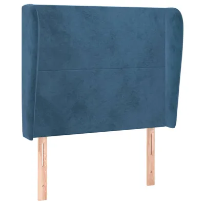 Image de vidaXL Tête de lit avec oreilles bleu foncé 103x23x118/128 cm velours