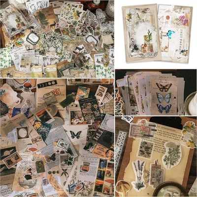 Obrázok produktu pre Sada samolepiek na scrapbook, 460 kusov, retro washi papier, vintage štýl, vhodné na vlastnú dekoráciu